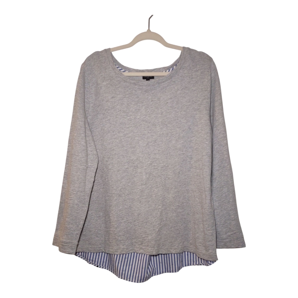 Talbots Plus Solid Stripes Polka Dot Pleated Blouse Women's 1X